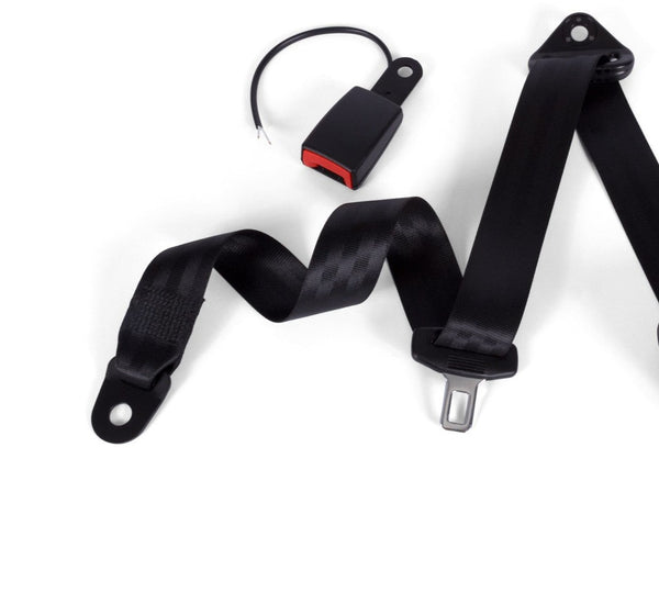 3 Point retractable seat belt with electric buckle